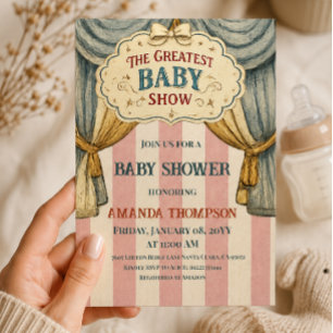 Vintage Circus Greatest Baby Show Baby Shower Invitation
