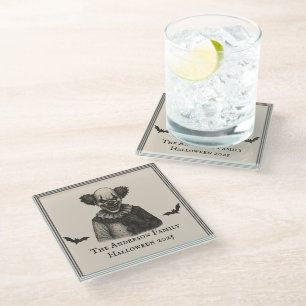 Vintage Circus   Haunted Carnival Theme Halloween  Glass Coaster
