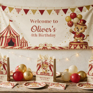 Vintage Circus Lion Cub Personalised Welcome  Banner