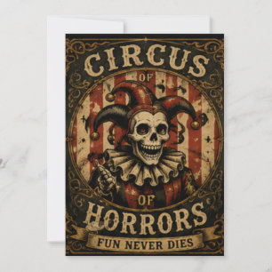 Vintage Circus Of Horrors Halloween Design Invitation