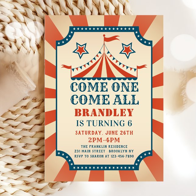 Vintage Circus Party Carnival Party Birthday Invitation (Creator Uploaded)
