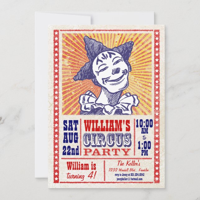 Vintage Circus Party Invitation (Front)