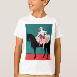 Vintage Circus Performer with a Black Horse T-Shirt