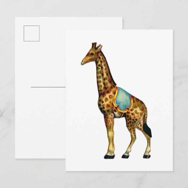 Vintage circus performing giraffe postcard (Front/Back)