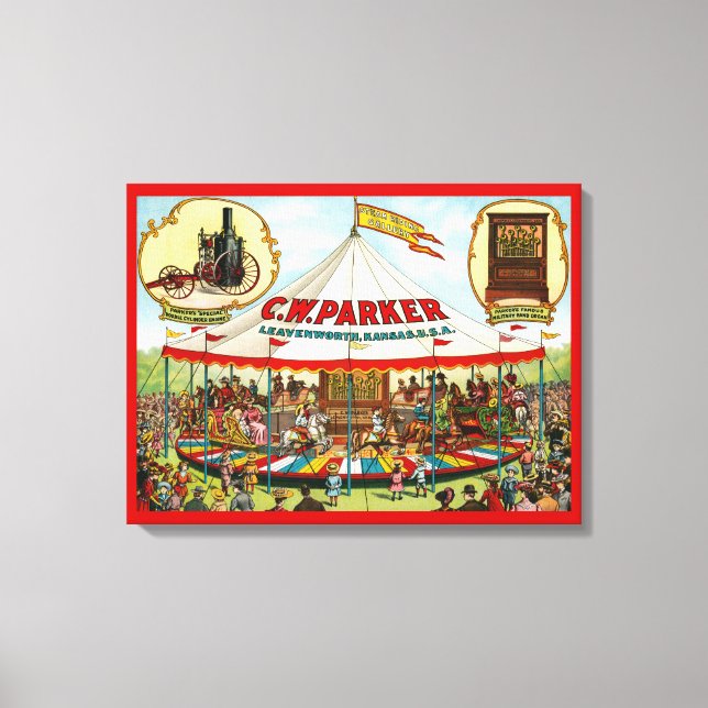 Vintage Circus Poster. C.W. Parker. Canvas Print (Front)