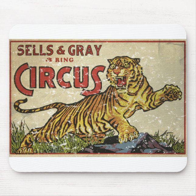 Vintage Circus Poster - circa 1930 - distressed Mouse Pad (Front)