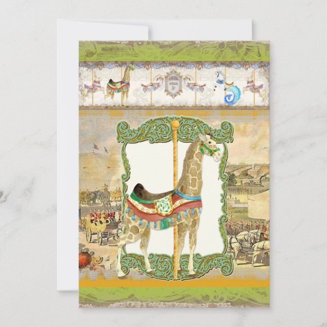 Vintage Circus Poster, Giraffe Birthday Party Invitation (Front)