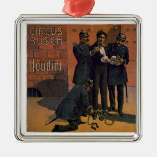 Vintage Circus Poster - Houdini and the Circus Metal Tree Decoration