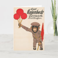 Vintage Circus Poster Of A Monkey Holding Balloons