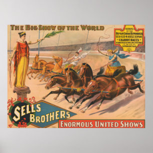Vintage Circus Poster Of A Roman Chariot Race