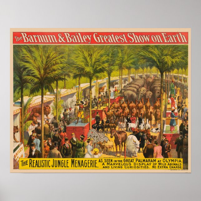 Vintage Circus Poster Of Animals And Performers (Front)