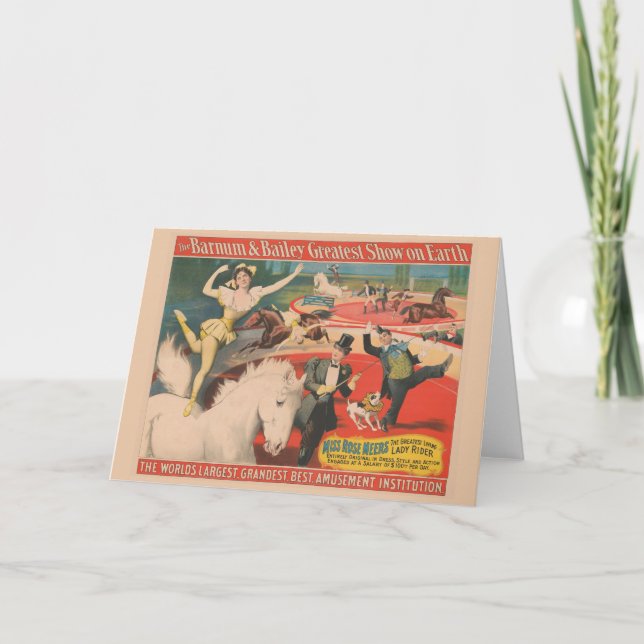 Vintage Circus Poster Of Miss Rose Meers Card (Front)