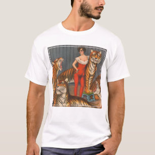 Vintage Circus Poster Of Woman With Six Tigers. T-Shirt