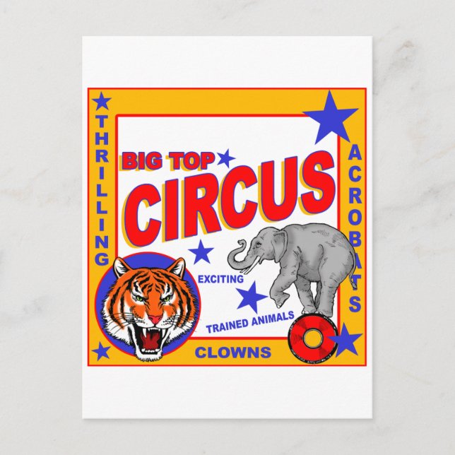 Vintage Circus Poster Postcard (Front)