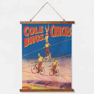 Vintage Circus Poster Showing High Wire Acrobats Hanging Tapestry