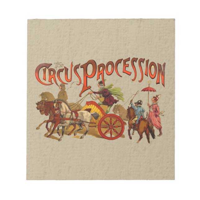 Vintage Circus Procession Clowns and Horses Notepad (Front)