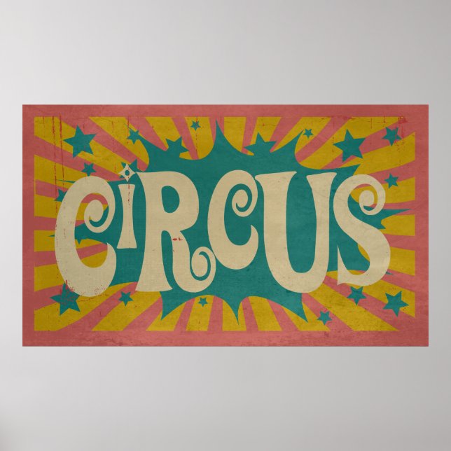 Vintage Circus retro poster art fun tent stripes (Front)