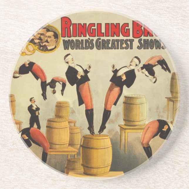 Vintage Circus Sideshow Poster Coaster (Front)