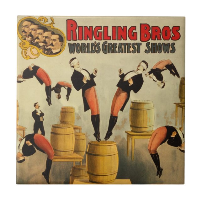 Vintage Circus Sideshow Poster Tile (Front)