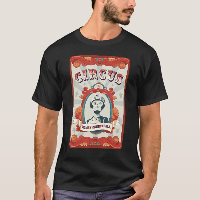 Vintage Circus Staff Badge Human Cannonball T-Shirt (Front)