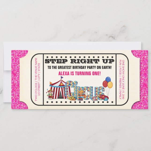 Vintage Circus Ticket Birthday Invitation (Front)