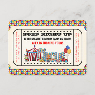Vintage Circus Ticket Birthday Party Invitation