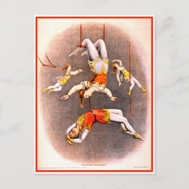 Vintage Circus Trapeze Performers Postcard (Front)