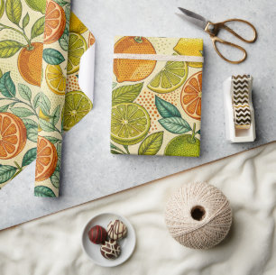 Vintage Citrus Botanical Gift Wrap