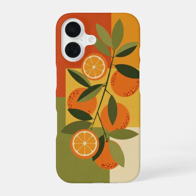 Vintage Citrus Branch iPhone 16 Case (Back)