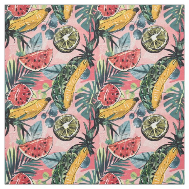 Vintage Citrus Fruit Pattern Fabric (Swatch)