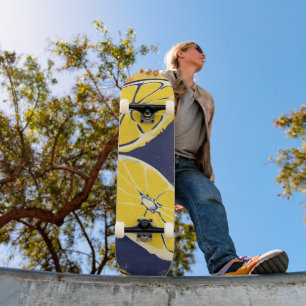 Vintage Citrus Lemon Chic Watercolor Skateboard