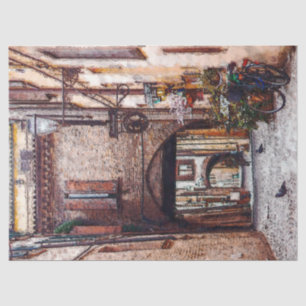 Vintage City Buildings Path Decoupage Tissue Paper