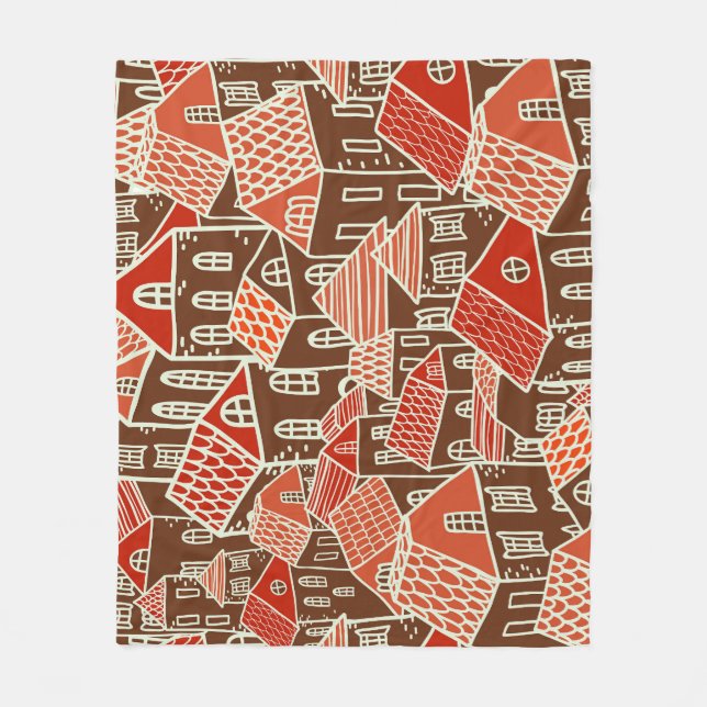 Vintage City Buildings Seamless Pattern Fleece Blanket (Front)