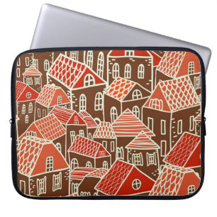 Vintage City Buildings Seamless Pattern Laptop Sleeve
