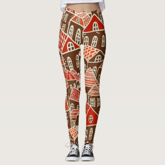 Vintage City Buildings Seamless Pattern Leggings