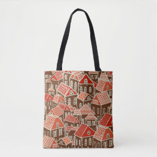 Vintage City Buildings Seamless Pattern Tote Bag