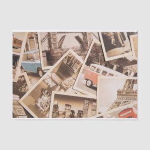 Vintage City Life Photo Collage Tissue Paper
