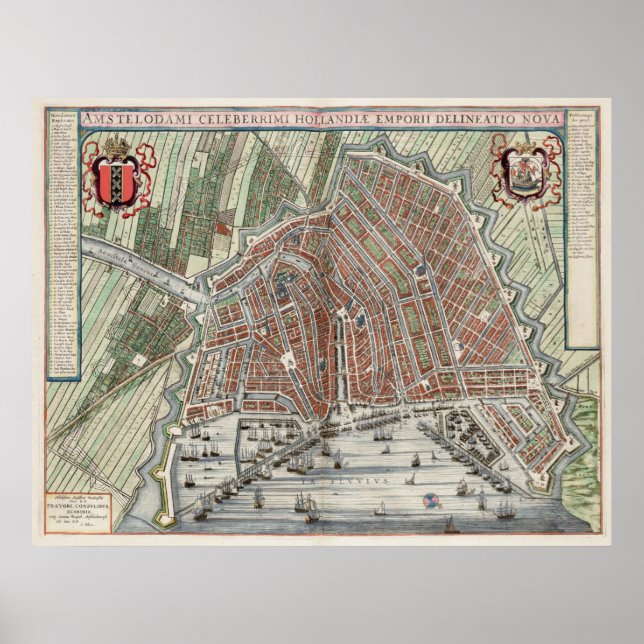 Vintage city map of Amsterdam Poster (Front)