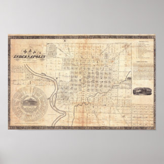 Vintage City Map of Indianapolis 1836 Poster