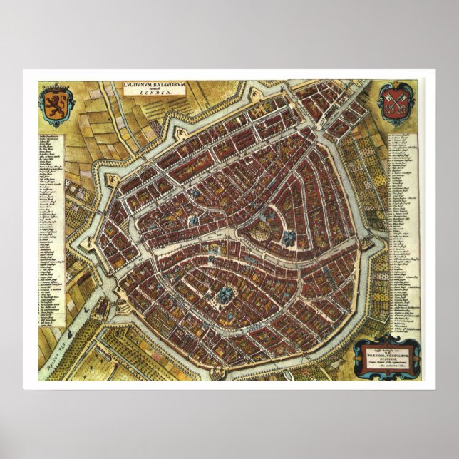 Vintage city map of Leiden Poster (Front)