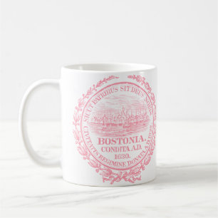 Vintage City of Boston Seal, pink Coffee Mug
