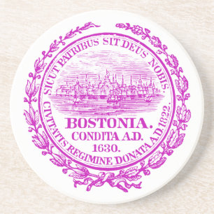 Vintage City of Boston Seal, purple Coaster