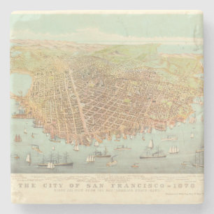 Vintage City of San Francisco Restored Map, 1878 Stone Coaster