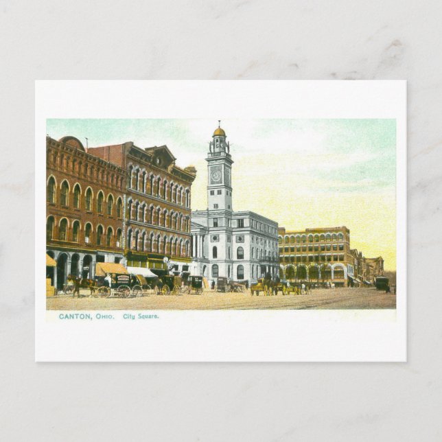 Vintage City Square, Canton, Ohio Postcard (Front)