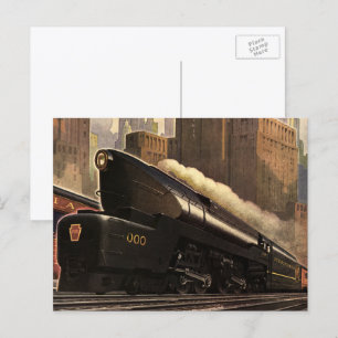 Vintage City, T1 Duplex Train on Railroad Tracks Postcard