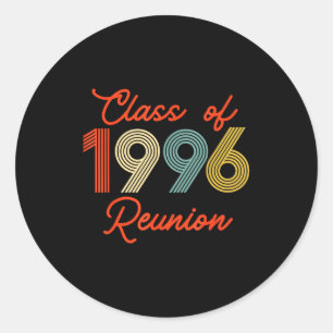 Vintage class of 1996 reunion high school party classic round sticker