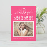 Vintage Class of 2026 Magenta Photo Graduation