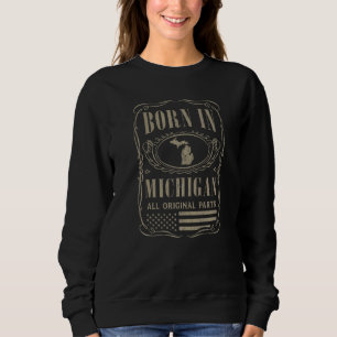 Vintage Classic America Land Map US States Born Mi Sweatshirt