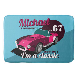 Vintage classic antique car legendary dad name bath mat