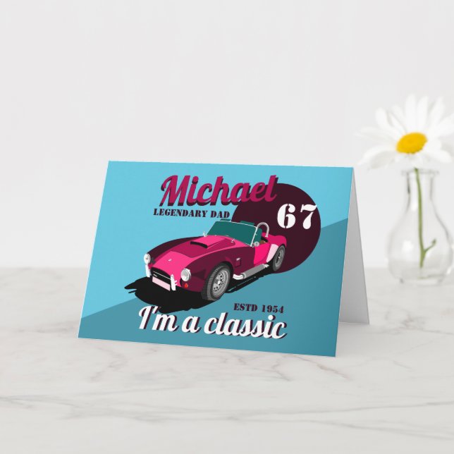Vintage classic antique car legendary dad name  card (Small Plant)